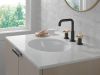 DELTA Nicoli Two Handle Widespread Bathroom Faucet — Matte Black / Champagne Bronze