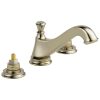 DELTA Cassidy Two Handle Widespread Bathroom Faucet - Low Arc Spout - Less Handles — Polished Nickel