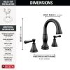 DELTA Cassidy Two Handle Widespread Pull Down Bathroom — Matte Black