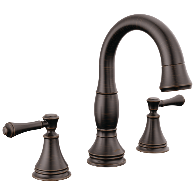 DELTA Cassidy Two Handle Widespread Pull Down Bathroom Faucet — Venetian Bronze