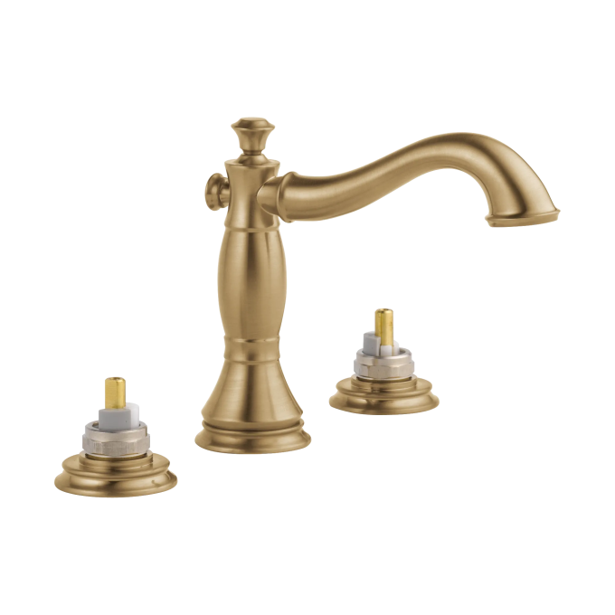 DELTA Cassidy Two Handle Widespread Bathroom Faucet - Less Handles — Champagne Bronze