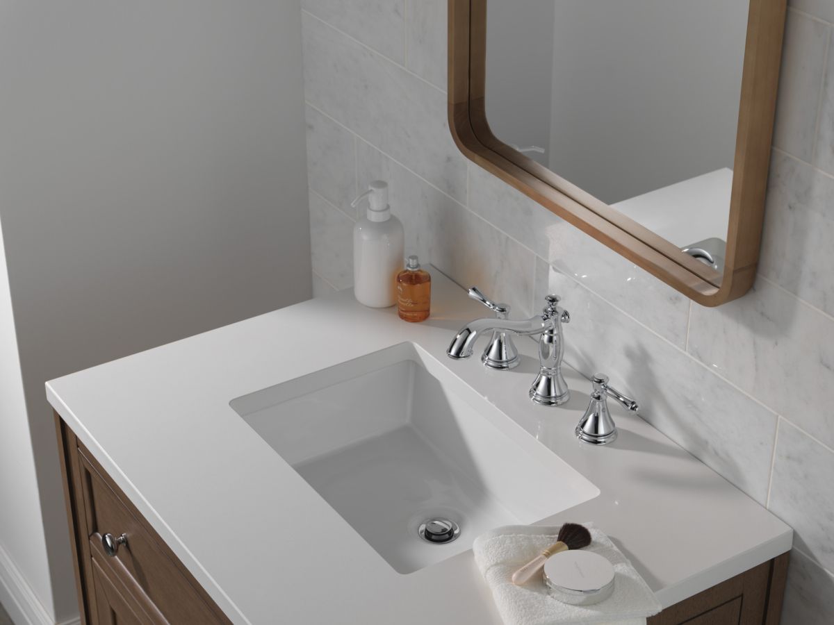 DELTA Cassidy Two Handle Widespread Bathroom Faucet — Chrome