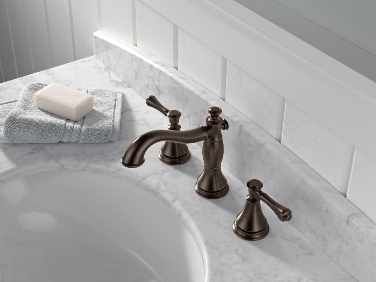 DELTA Cassidy Two Handle Widespread Bathroom Faucet — Venetian Bronze