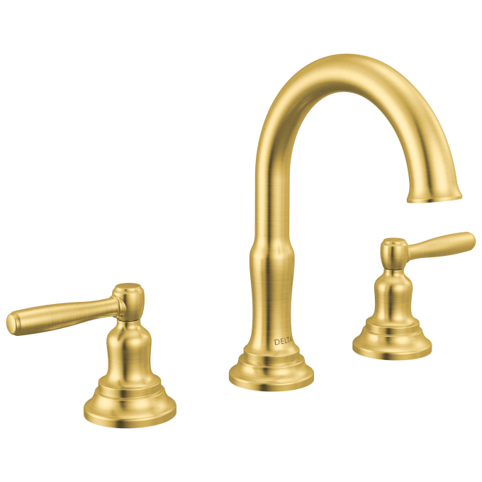 DELTA Roe Two Handle Widespread Bathroom Faucet — Brushed Gold