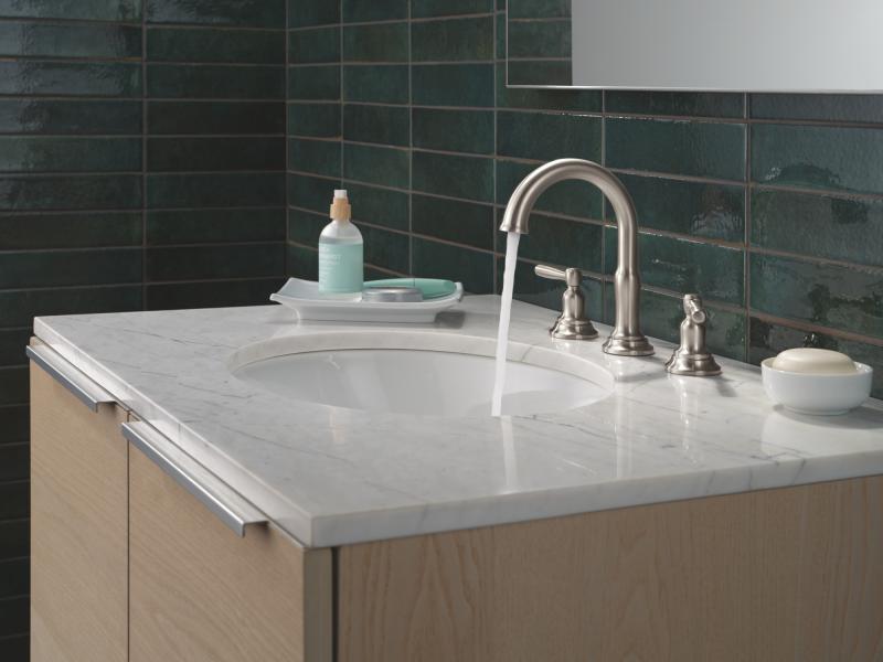 DELTA Roe Two Handle Widespread Bathroom Faucet — Stainless