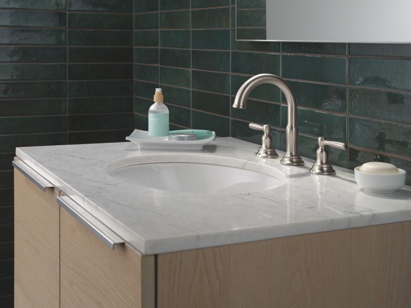 DELTA Roe Two Handle Widespread Bathroom Faucet — Stainless