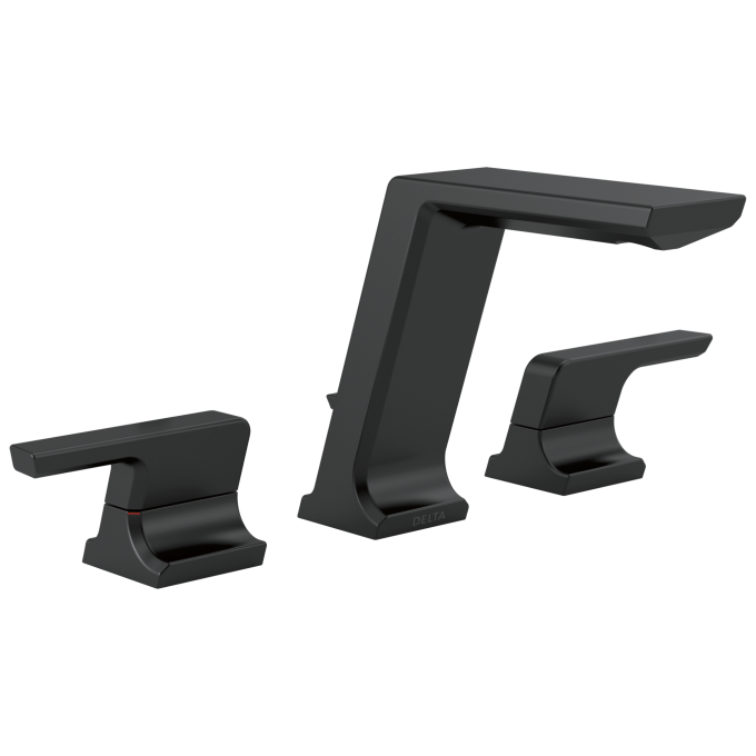 DELTA Pivotal Two Handle Widespread Bathroom Faucet — Matte Black