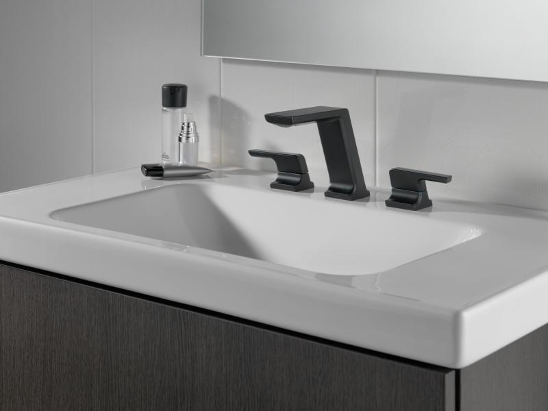 DELTA Pivotal Two Handle Widespread Bathroom Faucet — Matte Black
