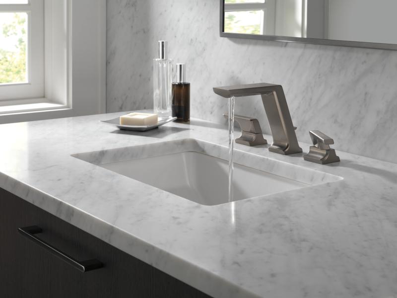 DELTA Pivotal Two Handle Widespread Bathroom Faucet — Lumicoat® Black Stainless
