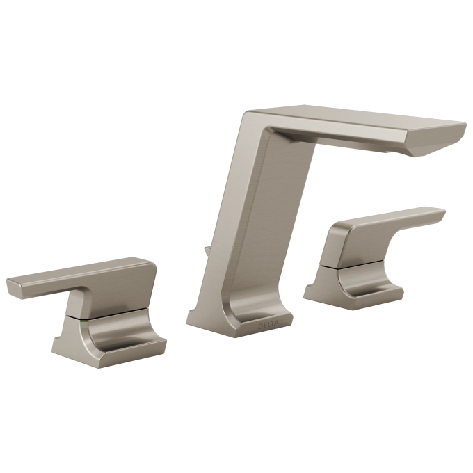 DELTA Pivotal Two Handle Widespread Bathroom Faucet — Lumicoat® Stainless