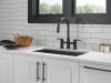 DELTA Nicoli Two Handle Pull-Down Bridge Kitchen Faucet — Matte Black