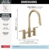 DELTA Nicoli Two Handle Pull-Down Bridge Kitchen Faucet — Champagne Bronze