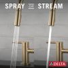 DELTA Nicoli Two Handle Pull-Down Bridge Kitchen Faucet — Champagne Bronze