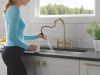 DELTA Nicoli Two Handle Pull-Down Bridge Kitchen Faucet — Champagne Bronze