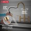 DELTA Nicoli Two Handle Pull-Down Bridge Kitchen Faucet — Champagne Bronze