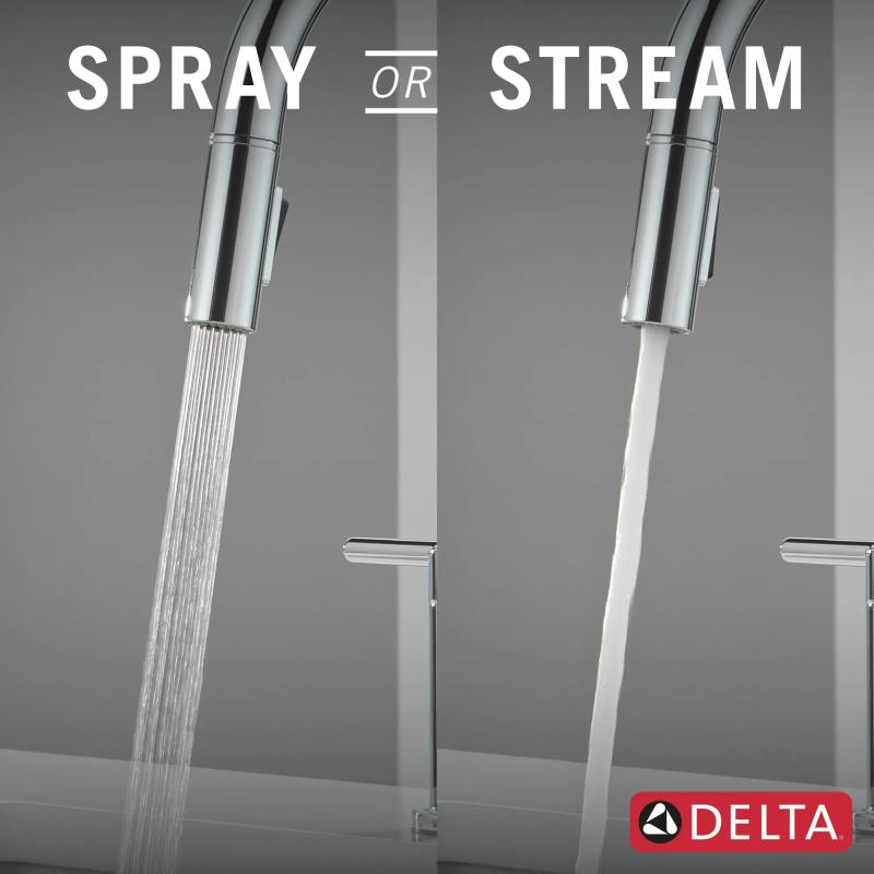 DELTA Nicoli Two Handle Pull-Down Bridge Kitchen Faucet — Chrome