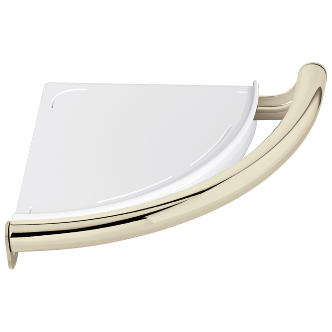 DELTA BathSafety Contemporary Corner Shelf with Assist Bar — Polished Nickel