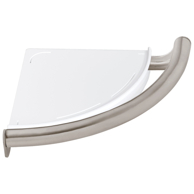 DELTA BathSafety Contemporary Corner Shelf with Assist Bar — Stainless