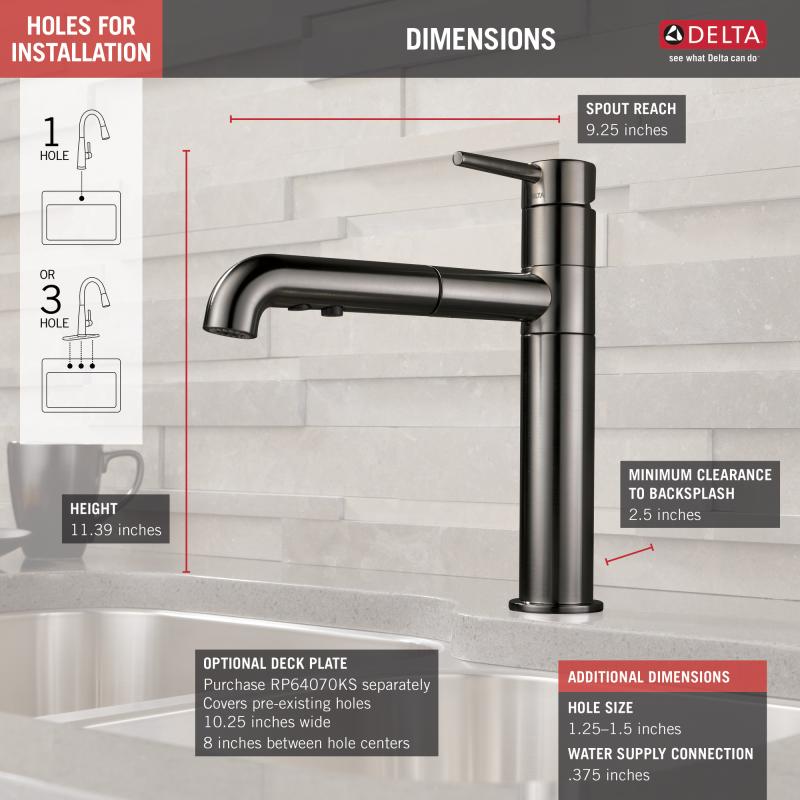 DELTA Trinsic Single Handle Pull-Out Kitchen Faucet — Black Stainless