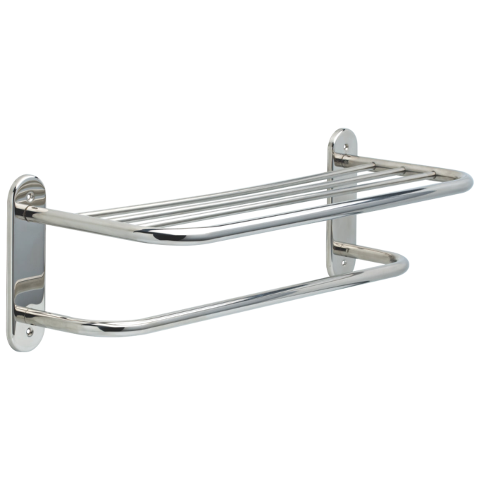 DELTA 24" Metal Towel Shelf with One Bar, Exposed Mounting — Chrome