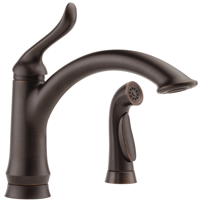 DELTA Linden Single Handle Kitchen Faucet with Spray — Venetian Bronze