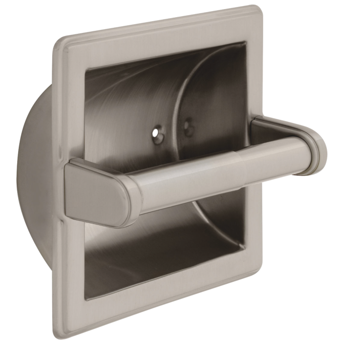 DELTA Brass Recessed Paper Holder with Brass Roller — Satin Nickel
