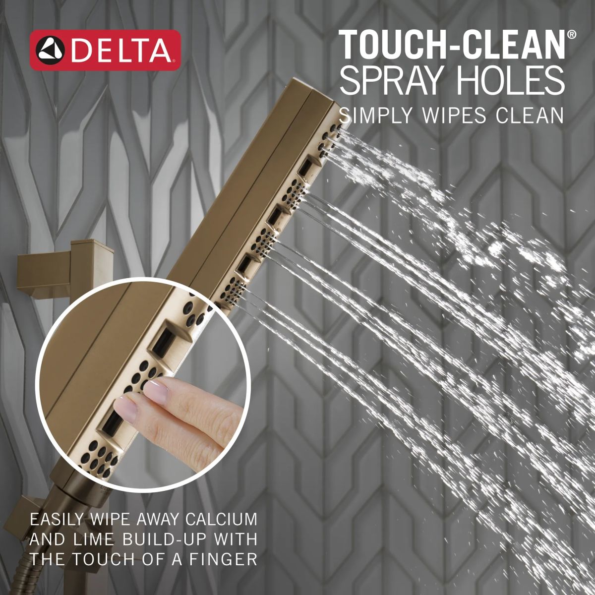 DELTA Universal Showering Components H2OKINETIC Hand Shower 1.75 GPM w/Slide Bar 4S — Lumicoat® Champagne Bronze
