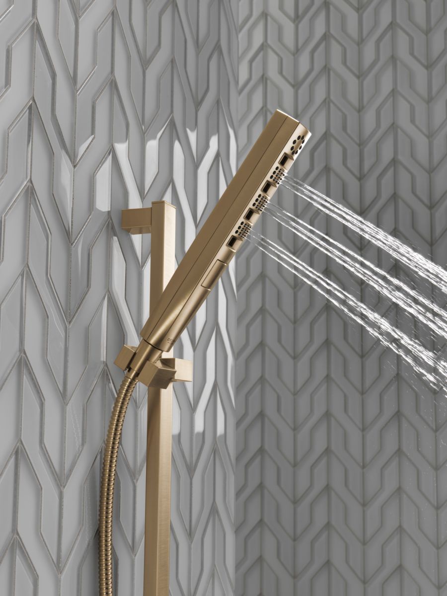 DELTA Universal Showering Components H2OKINETIC Hand Shower 1.75 GPM w/Slide Bar 4S — Lumicoat® Champagne Bronze
