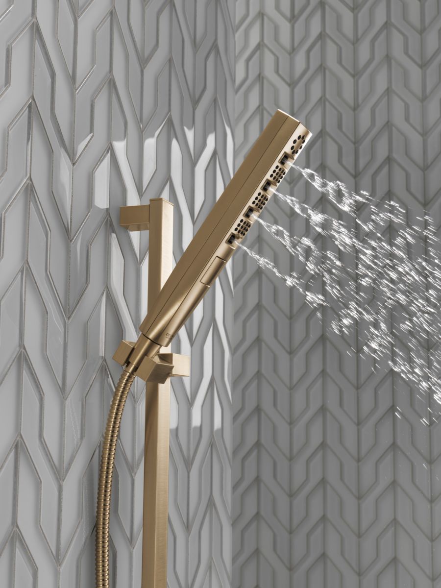 DELTA Universal Showering Components H2OKINETIC Hand Shower 1.75 GPM w/Slide Bar 4S — Lumicoat® Champagne Bronze