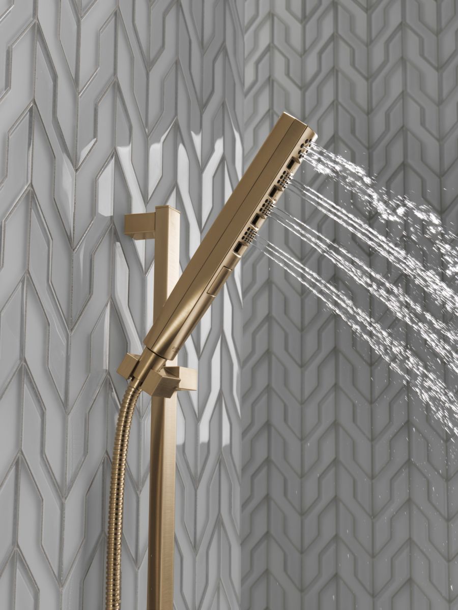 DELTA Universal Showering Components H2OKINETIC Hand Shower 1.75 GPM w/Slide Bar 4S — Lumicoat® Champagne Bronze