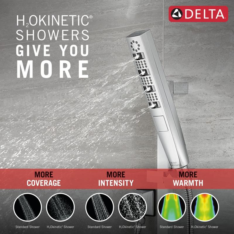 DELTA Universal Showering Components H2OKINETIC Hand Shower 1.75 GPM w/Slide Bar 4S — Lumicoat® Chrome