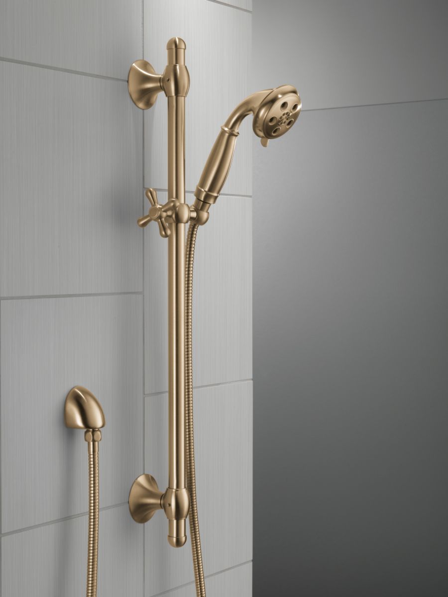 DELTA Universal Showering Components H2OKINETIC 3-Setting Slide Bar Hand Shower — Champagne Bronze