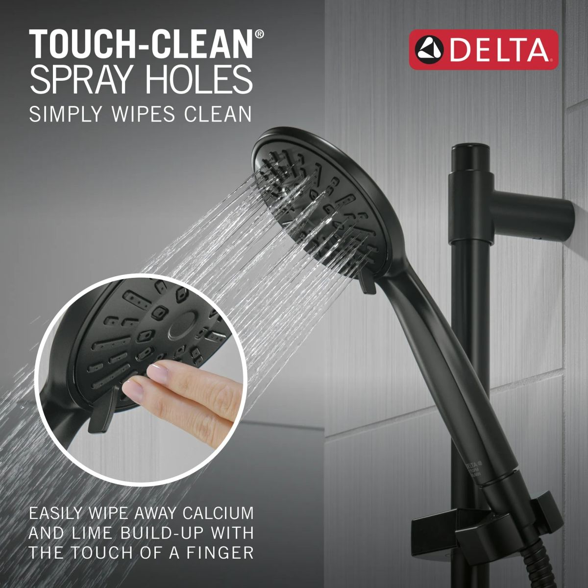 DELTA Universal Showering Components Hand Shower 1.75 GPM w/Slide Bar 4S — Matte Black