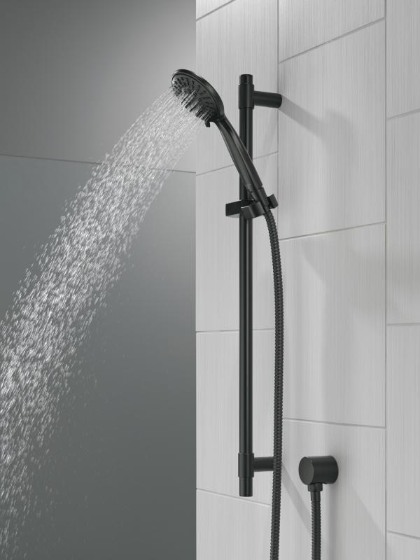 DELTA Universal Showering Components Hand Shower 1.75 GPM w/Slide Bar 4S — Matte Black