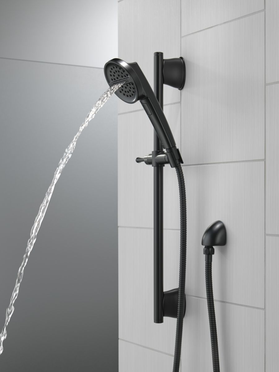 DELTA Universal Showering Components 3-Setting Slide Bar Handshower — Matte Black