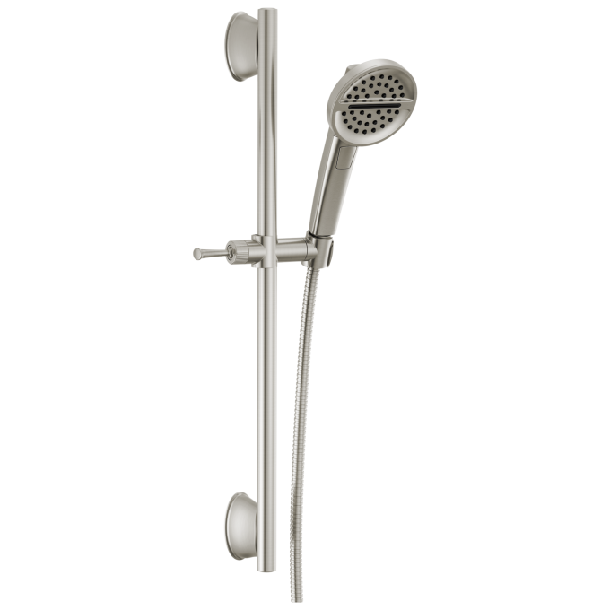 DELTA Universal Showering Components 3-Setting Slide Bar Handshower — Lumicoat® Stainless