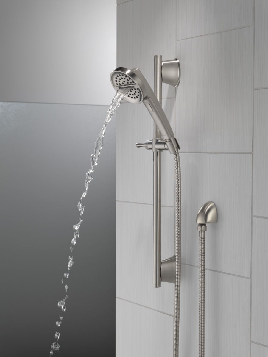 DELTA Universal Showering Components 3-Setting Slide Bar Handshower — Lumicoat® Stainless