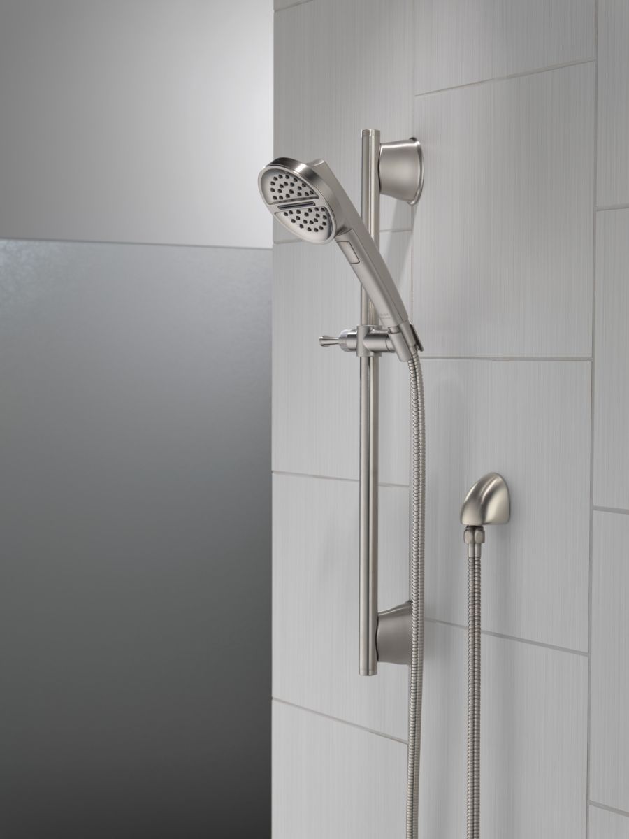 DELTA Universal Showering Components 3-Setting Slide Bar Handshower — Lumicoat® Stainless