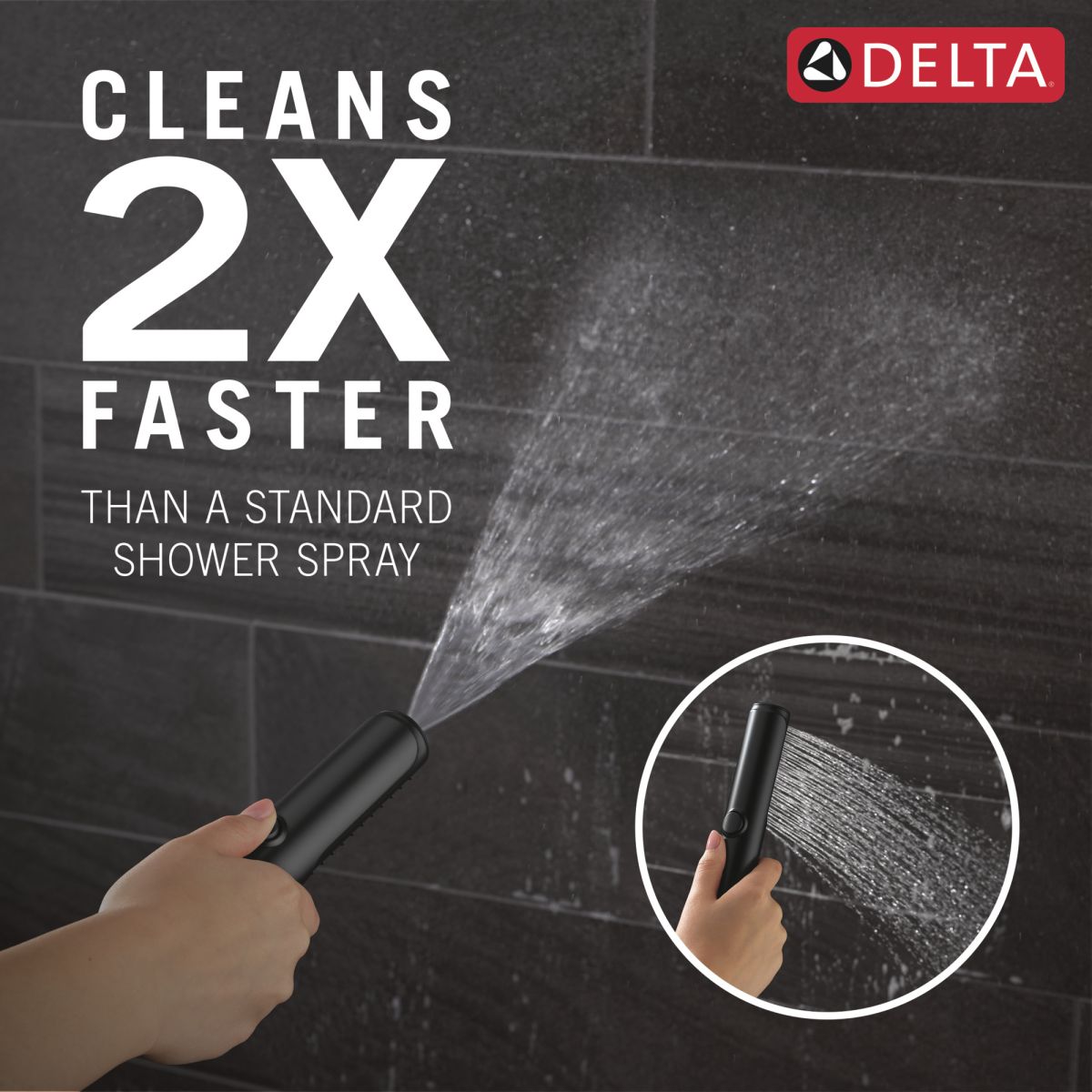 DELTA Universal Showering Components 2-Setting Hand Shower with ProClean Spray – Slide Bar Mount — Matte Black