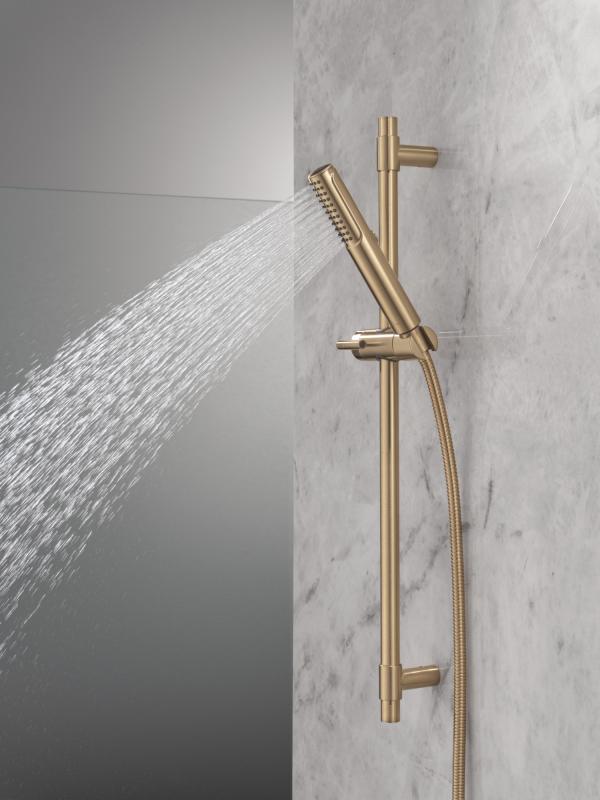 DELTA Universal Showering Components 2-Setting Hand Shower with ProClean Spray – Slide Bar Mount — Lumicoat® Champagne Bronze