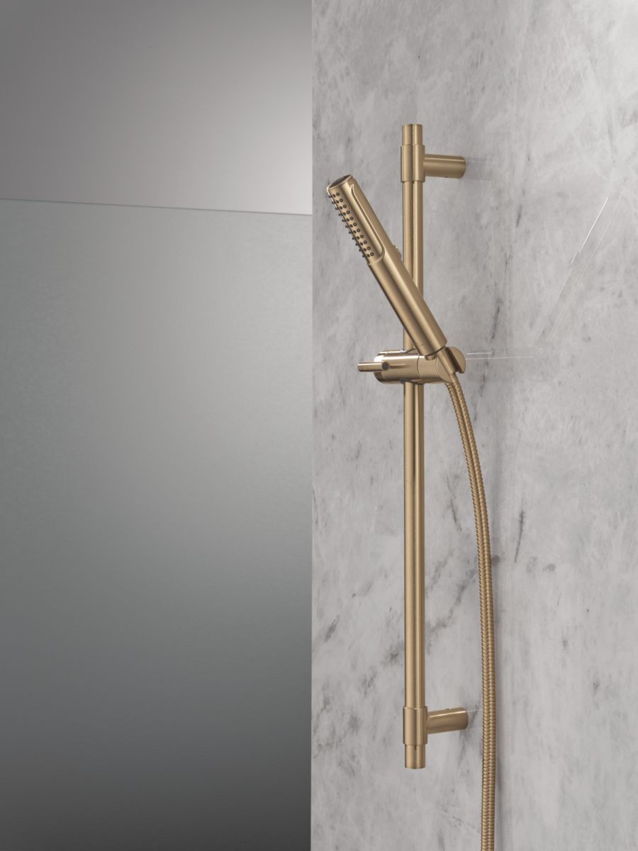 DELTA Universal Showering Components 2-Setting Hand Shower with ProClean Spray – Slide Bar Mount — Lumicoat® Champagne Bronze