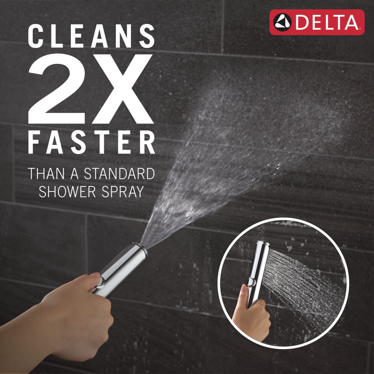 DELTA Universal Showering Components 2-Setting Hand Shower with ProClean Spray – Slide Bar Mount — Lumicoat® Chrome