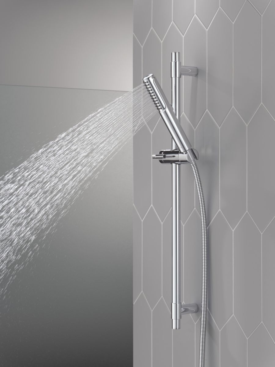 DELTA Universal Showering Components 2-Setting Hand Shower with ProClean Spray – Slide Bar Mount — Lumicoat® Chrome