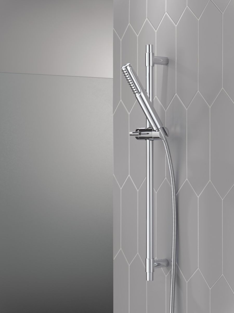 DELTA Universal Showering Components 2-Setting Hand Shower with ProClean Spray – Slide Bar Mount — Lumicoat® Chrome