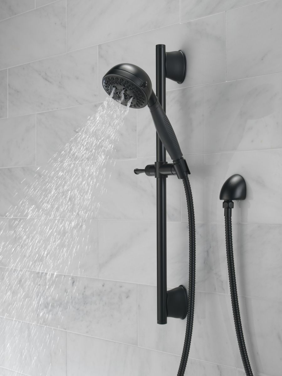 DELTA Universal Showering Components H2OKINETIC 5-Setting Slide Bar Hand Shower — Matte Black