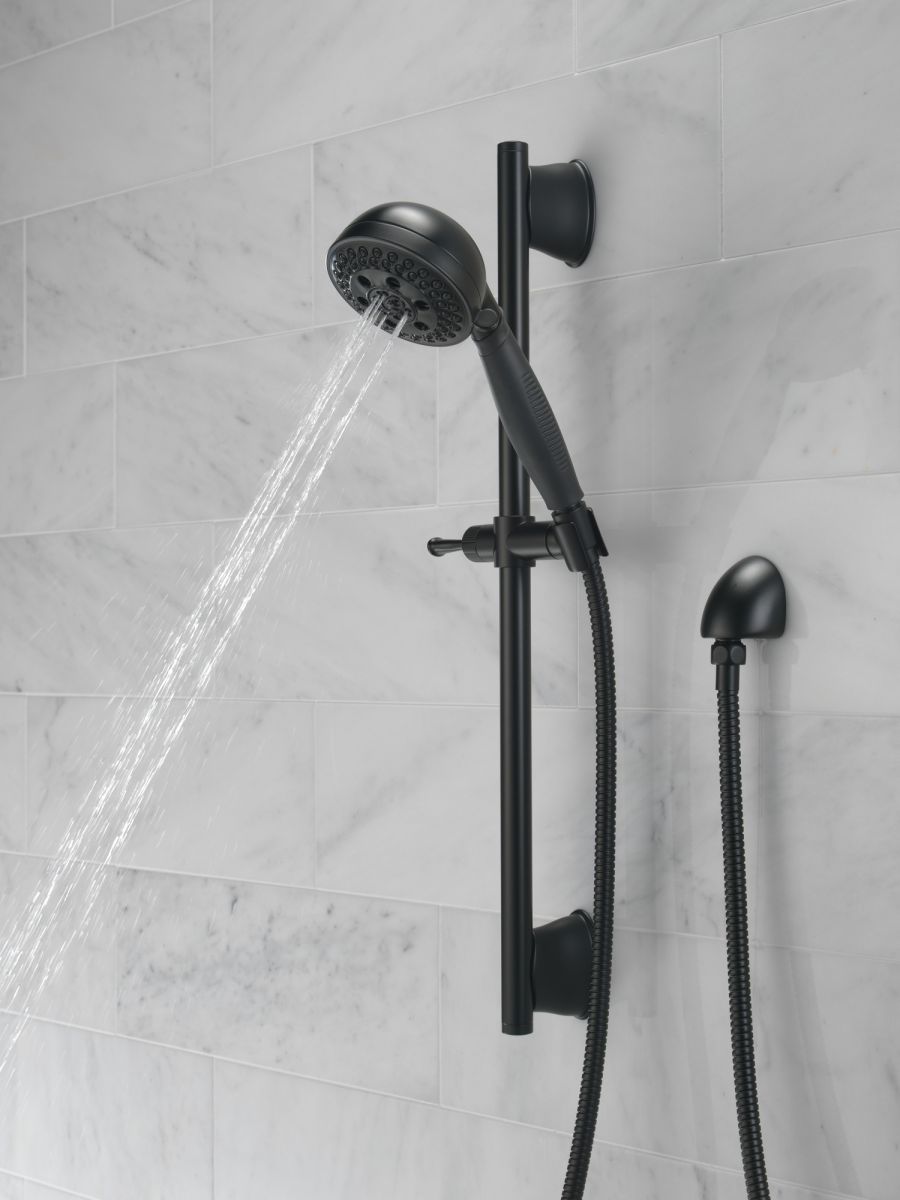 DELTA Universal Showering Components H2OKINETIC 5-Setting Slide Bar Hand Shower — Matte Black