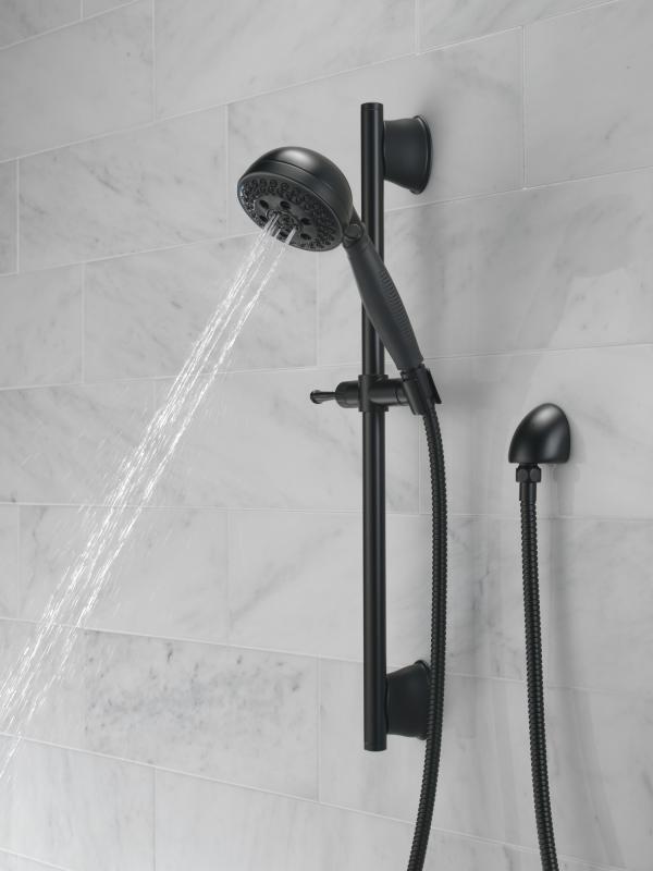 DELTA Universal Showering Components H2OKINETIC 5-Setting Slide Bar Hand Shower — Matte Black