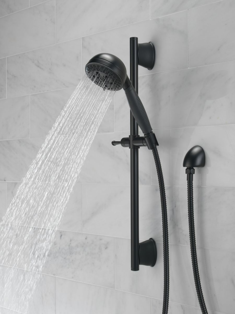 DELTA Universal Showering Components H2OKINETIC 5-Setting Slide Bar Hand Shower — Matte Black