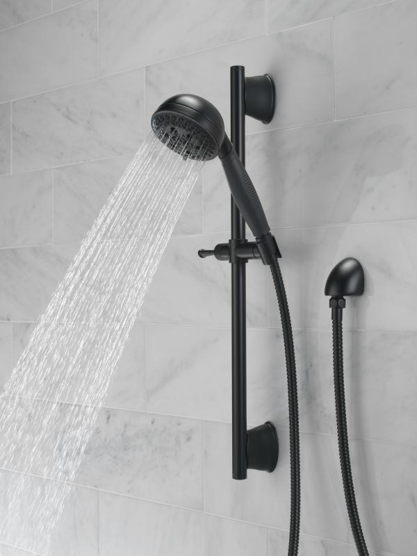 DELTA Universal Showering Components H2OKINETIC 5-Setting Slide Bar Hand Shower — Matte Black