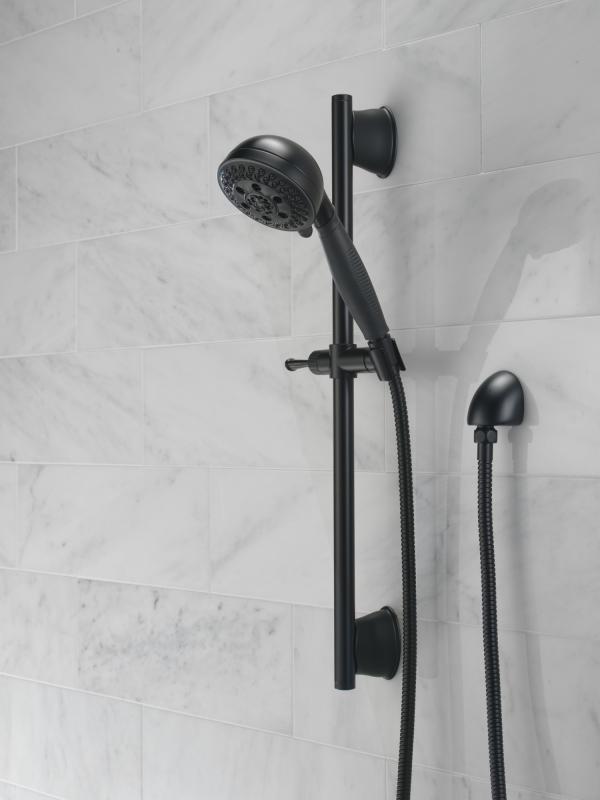 DELTA Universal Showering Components H2OKINETIC 5-Setting Slide Bar Hand Shower — Matte Black